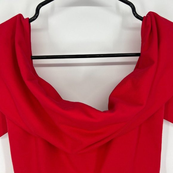 Revolve LPA Dress Off The Shoulder Red Cayenne Mini Skater - Picture 6 of 12